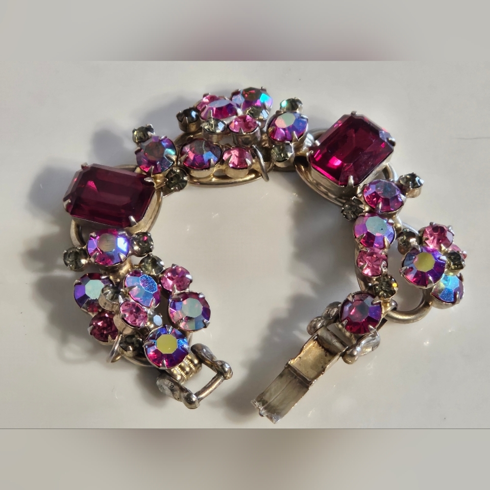 Elegant Silver, Pink & Fuschia Juliana Vintage Bracelet - Picture 6 of 11